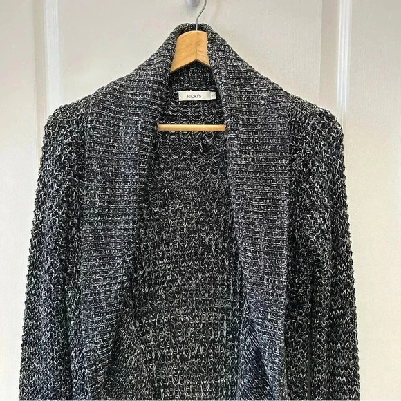 Ricki’s Circle Cardigan Open  Front Draped Collar Sweater Black White Small - Picture 5 of 12